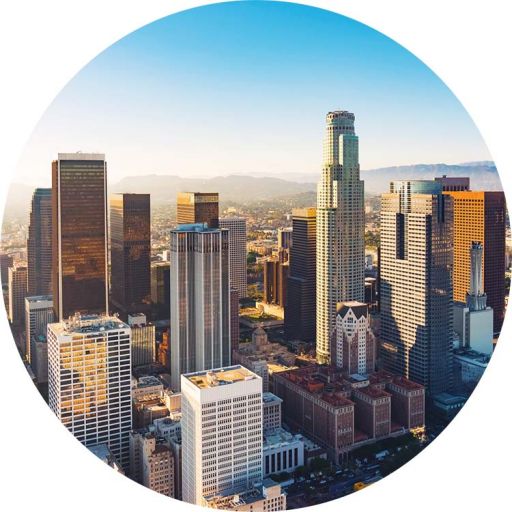 aerial view of downtown la