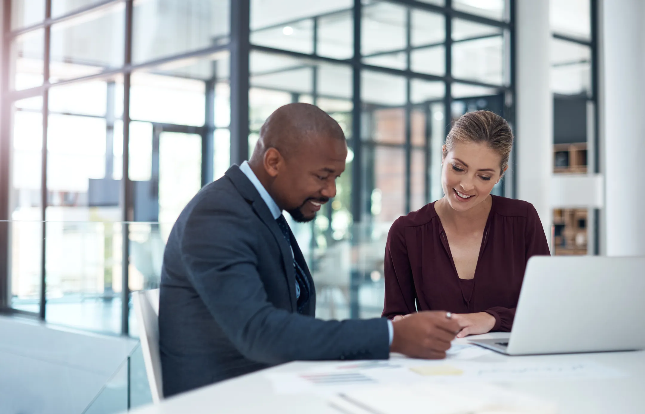 two associates talking about partnerships