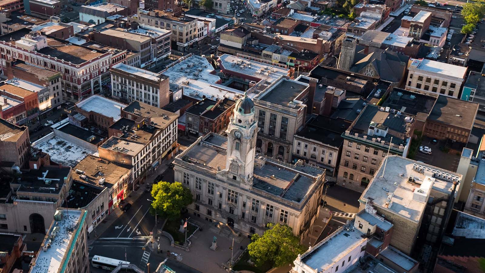 community aerial view city hall